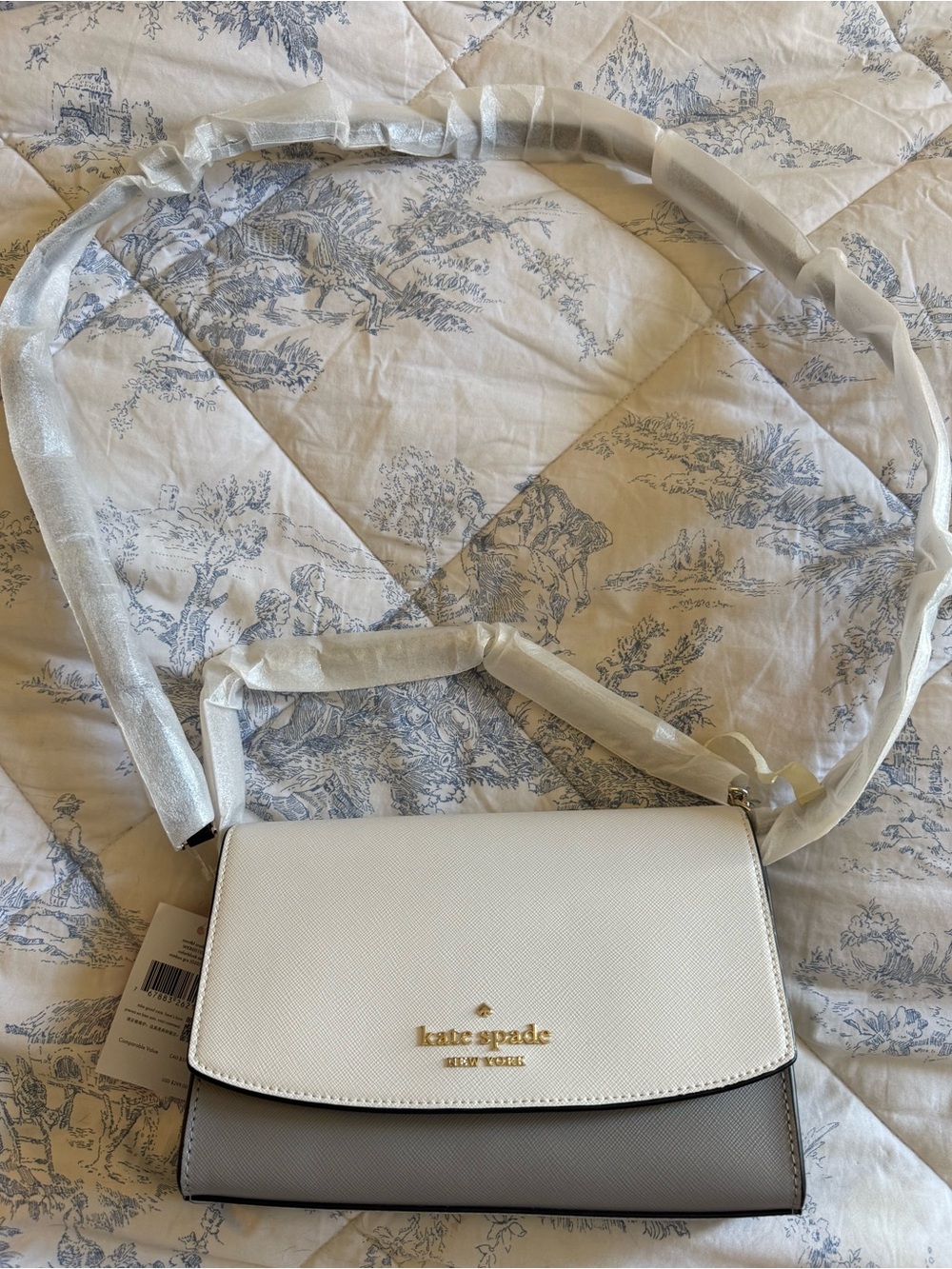 kate spade White and Gray Two-Tone Crossbody